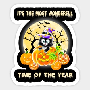 It’s The Most Wonderful Time Of The Year Cat Witch Hat Sticker